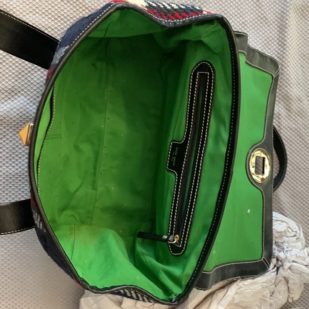 Kate Spade Plaid Satchel in Plaid (colors-black, dark nay, red, off white).